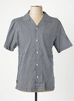 Chemise manches courtes col tailleur bleu DAYTONA homme