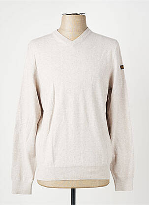 Pull col v manches longues beige DAYTONA homme