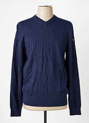 Pull col v manches longues bleu DAYTONA homme
