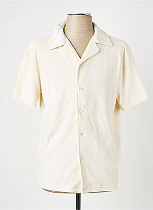 Chemise manches courtes col tailleur beige DAYTONA homme