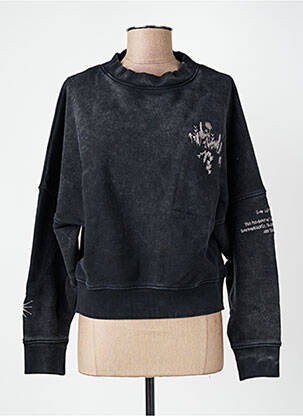 Sweat-shirt broderie manches longues noir ROSE GARDEN femme