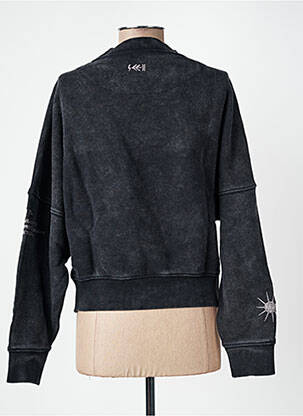 Sweat-shirt broderie manches longues noir ROSE GARDEN femme