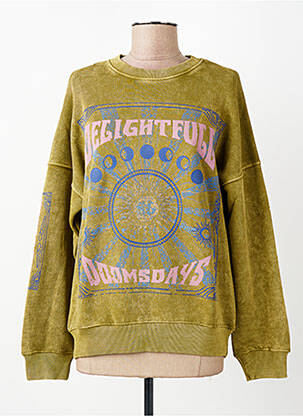 Sweat-shirt stretch manches longues vert ROSE GARDEN femme