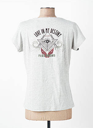 T-shirt sérigraphie floquée manches courtes gris ROSE GARDEN femme
