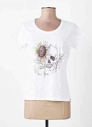 T-shirt sérigraphie floquée manches courtes blanc ROSE GARDEN femme