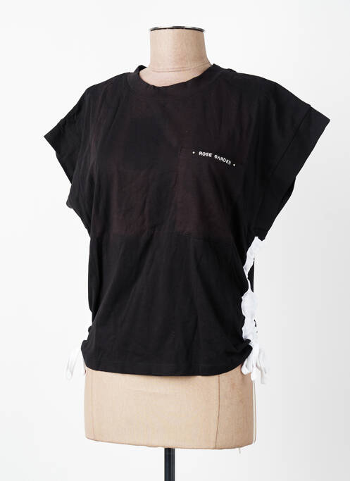 T-shirt stretch manches courtes noir ROSE GARDEN femme