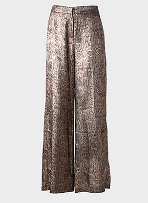 Pantalon large fermeture zippée sous rabat avec crochet taille normale marron MORGAN femme