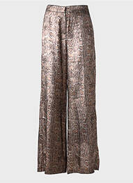 Pantalon large fermeture zippée sous rabat avec crochet taille normale marron MORGAN femme