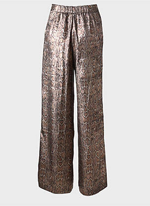Pantalon large fermeture zippée sous rabat avec crochet taille normale marron MORGAN femme