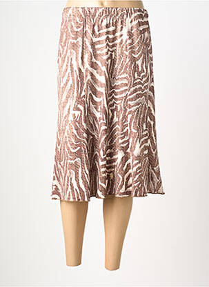 Jupe mi-longue stretch marron UNICA PLUS femme