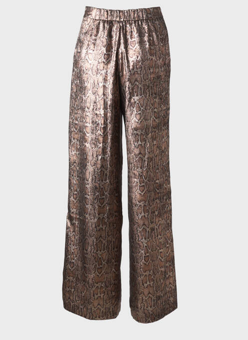 Pantalon large fermeture zippée sous rabat avec crochet taille normale marron MORGAN femme