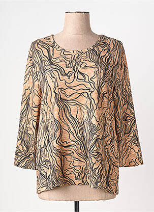 Pull coupe cintrée manches longues beige SIGNATURE femme
