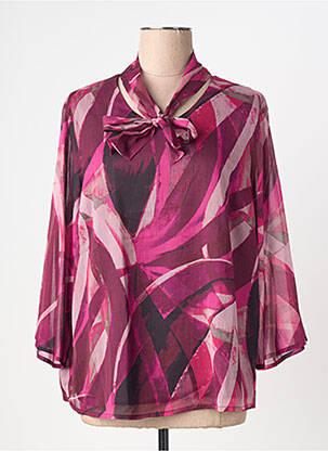 Blouse imprimé fantaisie manches 3/4 violet SIGNATURE femme
