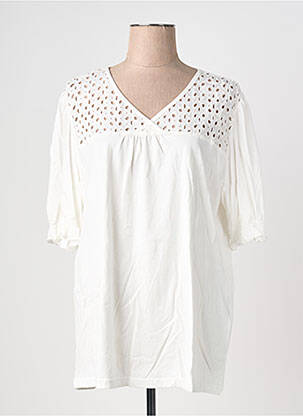T-shirt col v manches courtes blanc JENSEN femme