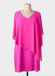 Robe mi-longue coupe fluide manches courtes rose SPG WOMAN femme