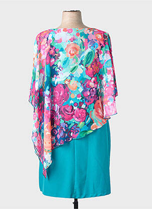 Robe mi-longue coupe fluide manches courtes vert SPG WOMAN femme