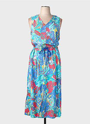 Robe longue imprimé fantaisie sans manche bleu DIANE LAURY femme