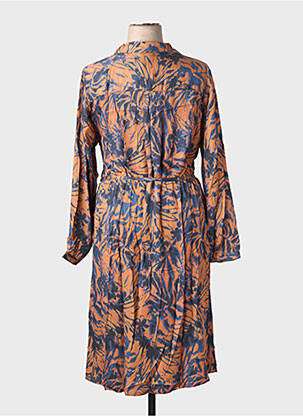 Robe mi-longue coupe fluide manches longues bleu CISO femme