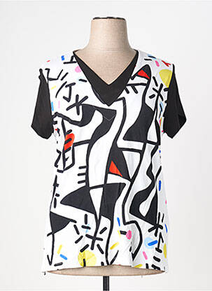T-shirt col v manches courtes noir DOLCEZZA femme