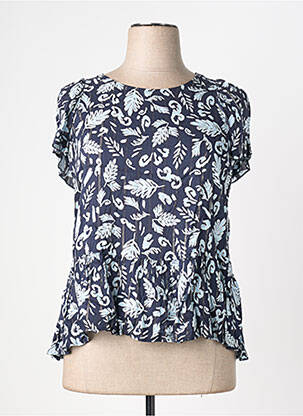 Blouse imprimé fantaisie manches courtes bleu ÉTYMOLOGIE femme