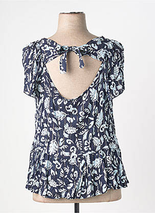Blouse imprimé fantaisie manches courtes bleu ÉTYMOLOGIE femme