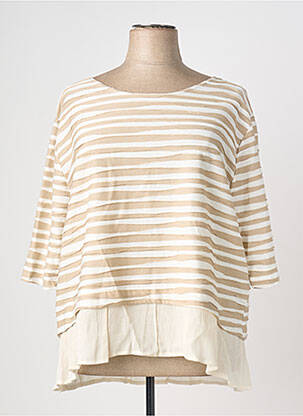 Tunique manches longues col rond beige FRANCK ANNA femme