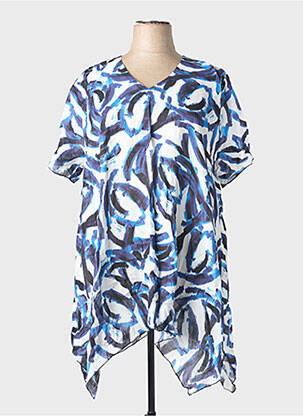 Tunique manches courtes col v bleu FRANCK ANNA femme