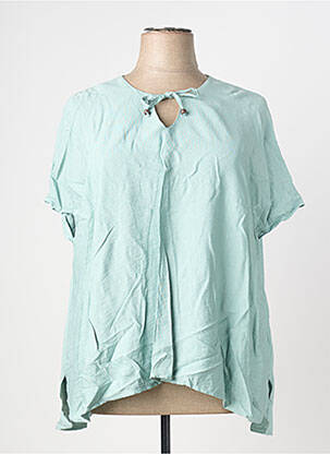 Blouse tissage crêpe manches courtes vert FRANCK ANNA femme