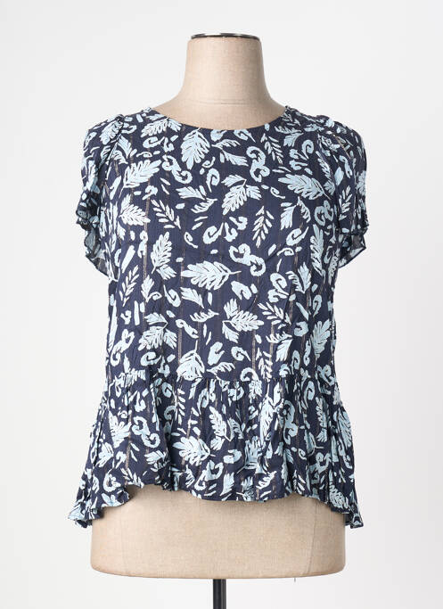 Blouse manches courtes manches courtes bleu ÉTYMOLOGIE femme
