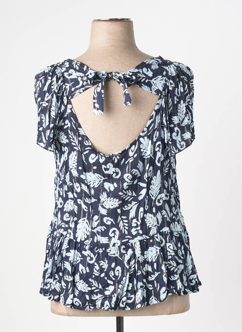 Blouse manches courtes manches courtes bleu ÉTYMOLOGIE femme