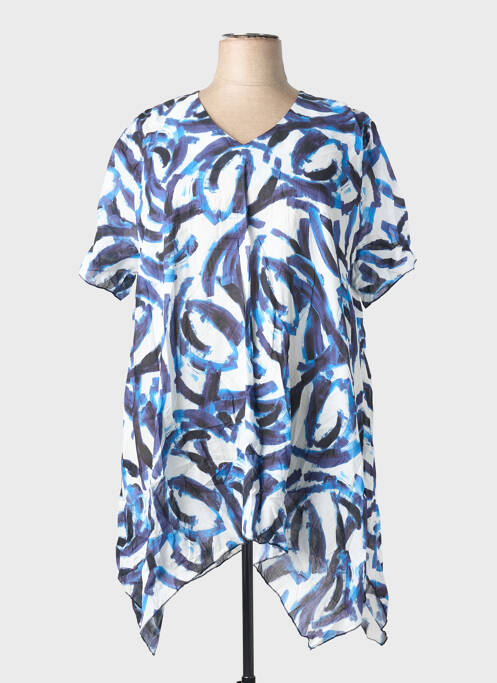 Tunique manches courtes col v bleu FRANCK ANNA femme