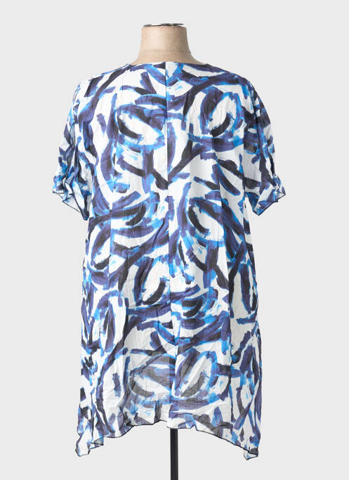 Tunique manches courtes col v bleu FRANCK ANNA femme