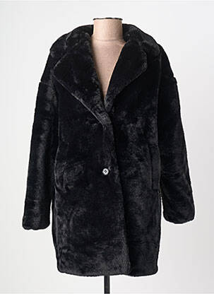 Manteau long coupe cintrée sans capuche noir ÉTYMOLOGIE femme