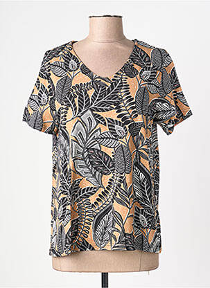 T-shirt col v manches courtes marron CISO femme