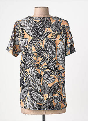T-shirt col v manches courtes marron CISO femme