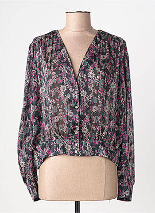 Chemisier imprimé fleurs manches longues violet MORGAN femme