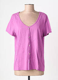 T-shirt col v manches courtes violet C'EST BEAU LA VIE femme