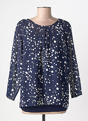 Blouse légère et transparente manches longues bleu SIGNATURE femme