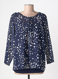Blouse légère et transparente manches longues bleu SIGNATURE femme
