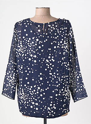 Blouse légère et transparente manches longues bleu SIGNATURE femme