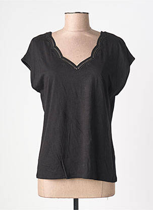 T-shirt col v manches courtes noir KATMAI femme
