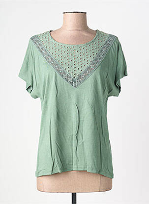 T-shirt stretch manches courtes vert JULIE GUERLANDE femme