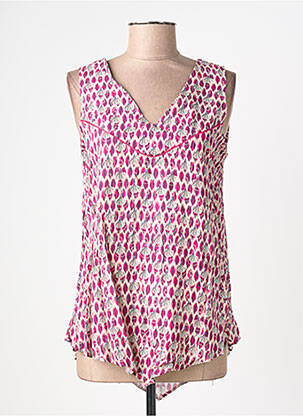 Top imprimé fantaisie sans manche violet FELINO femme