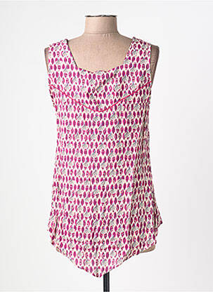 Top imprimé fantaisie sans manche violet FELINO femme