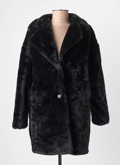 Manteau long coupe cintrée sans capuche noir ÉTYMOLOGIE femme