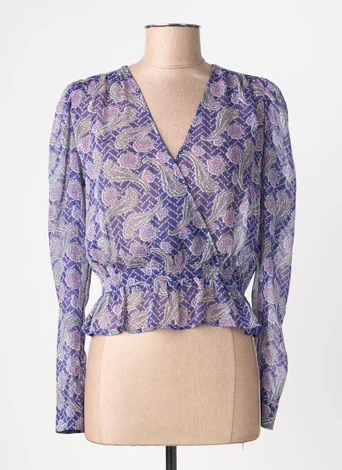 Blouse poignets boutonnés avec fente manches longues violet MORGAN femme