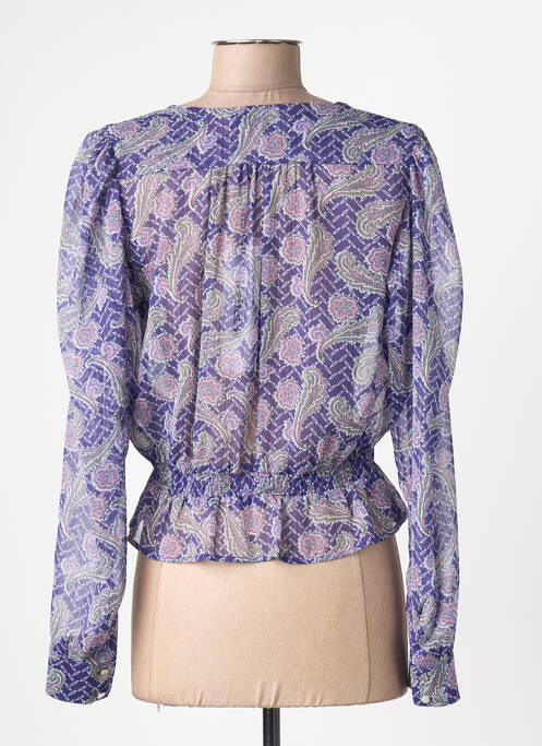 Blouse poignets boutonnés avec fente manches longues violet MORGAN femme