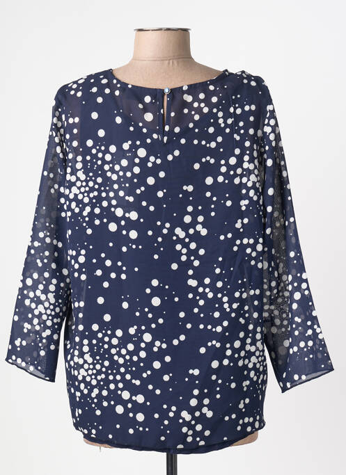 Blouse fermeture boutonnée au dos manches longues bleu SIGNATURE femme