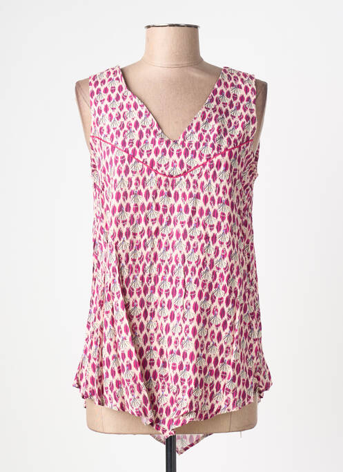 Top imprimé fantaisie sans manche violet FELINO femme