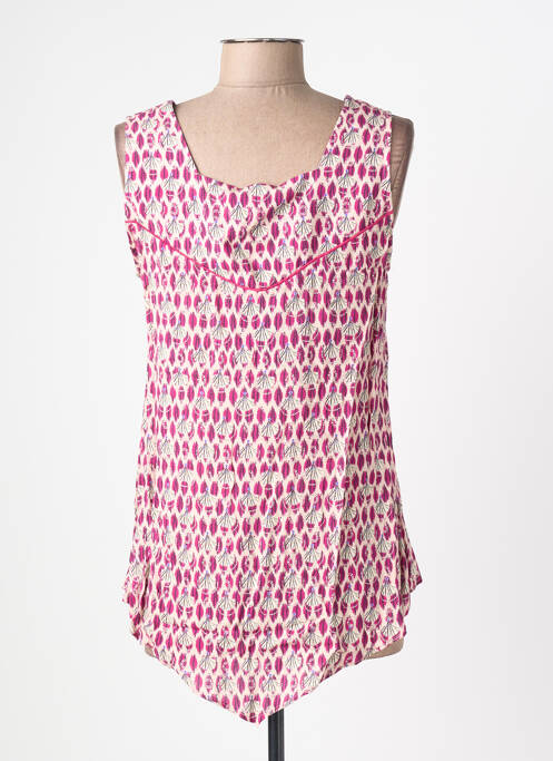 Top imprimé fantaisie sans manche violet FELINO femme